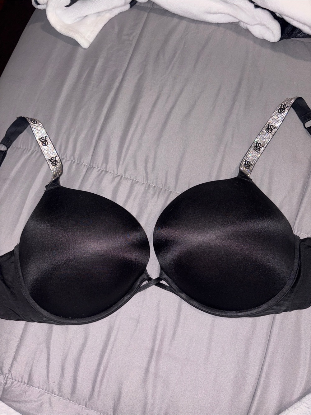 Victoria's Secret Black Padded Bra with Embellished Straps